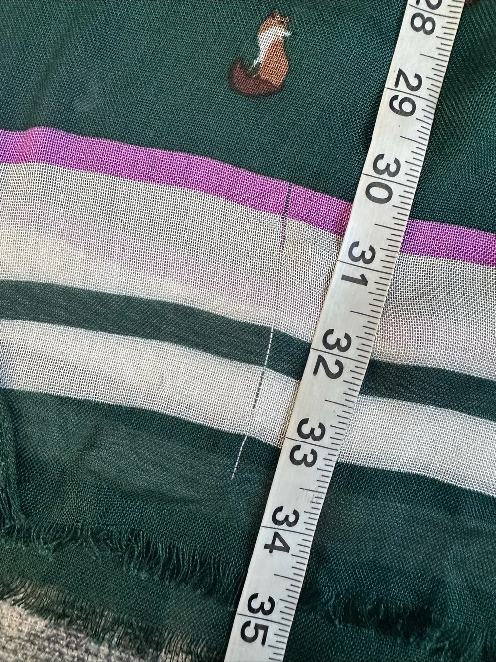 Talbots Green Fox Print Viscose Scarf Lilac Stripe